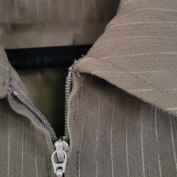 Karen Scott Brown Pin-striped zip-up jacket - Picture 2 of 2